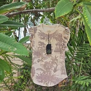 Beige Ruffle Sleeve Women's Top